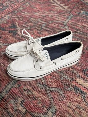 Sperry Topsider Women’s White Canvas Boat Shoes